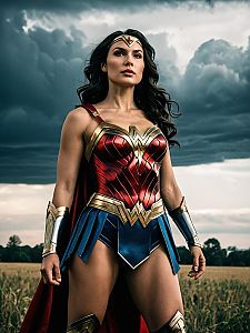 Photorealistic Woman in Wonder Woman Costume Outdoor Portrait
