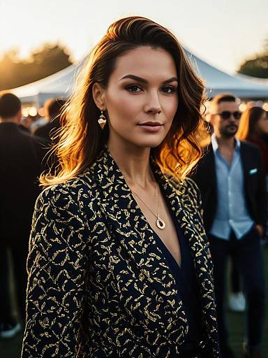 Woman in Designer Clothing at Fashion Festival Portrait