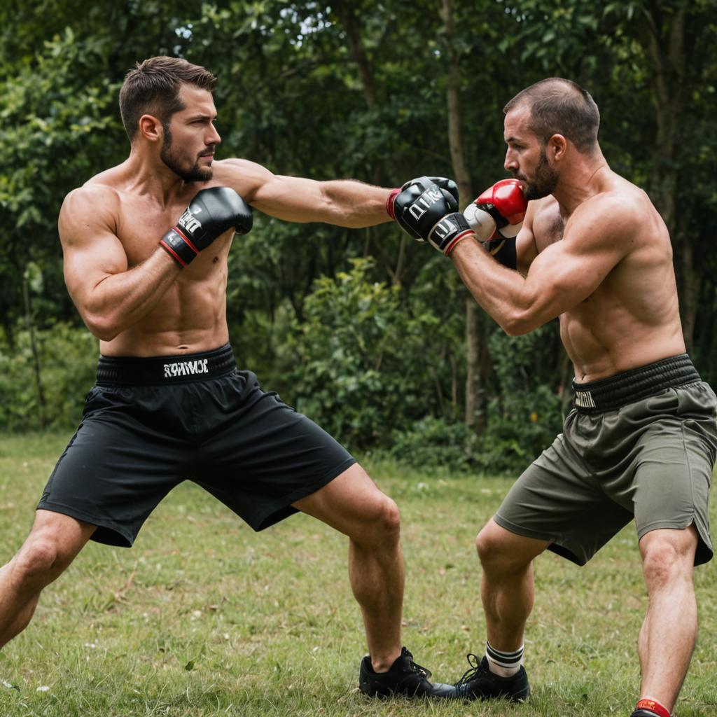 Intense Outdoor Sparring Session