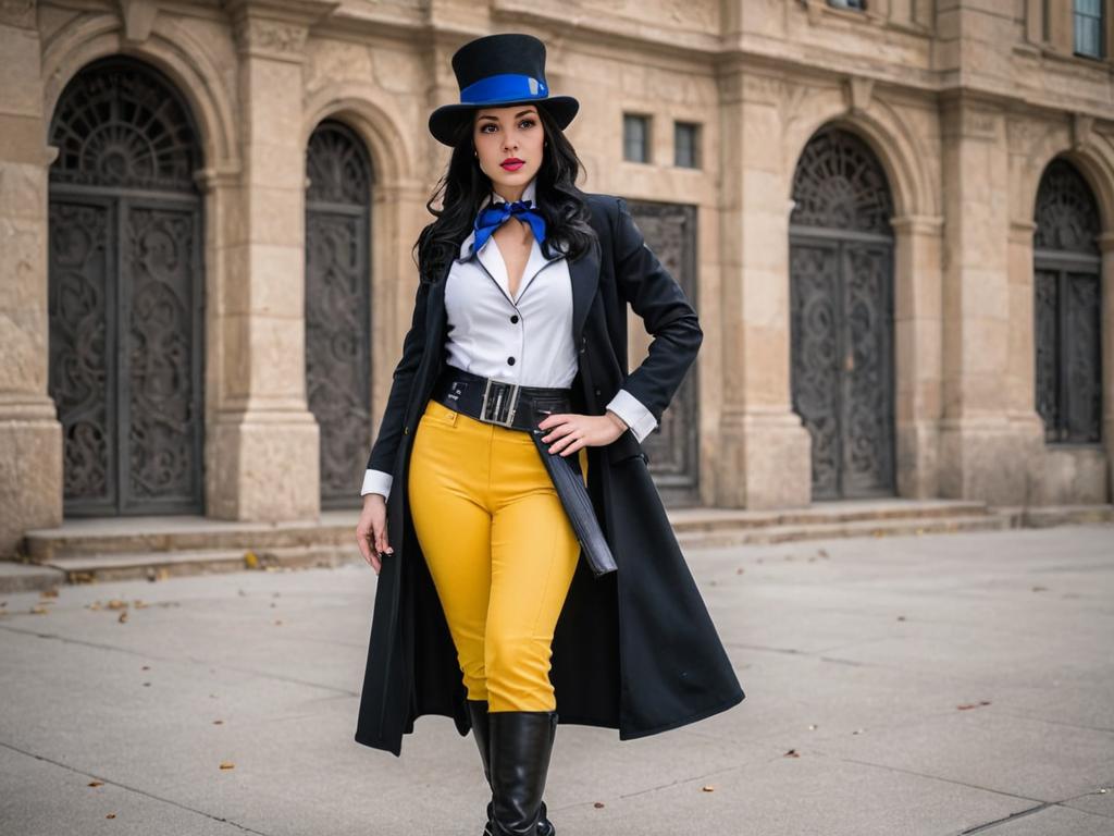 Zatanna Zatara Cosplay - Confident Woman in Historic Setting