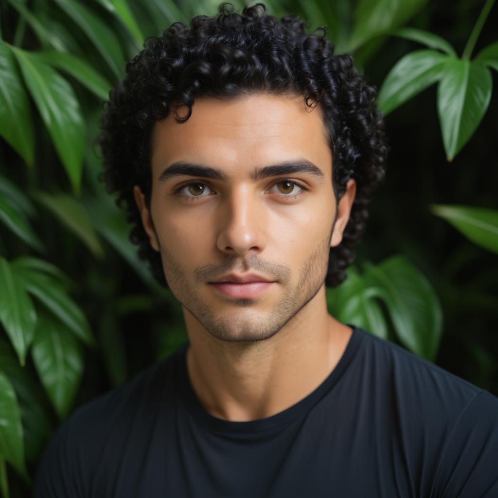 Portrait of a Young Man in Green Foliage