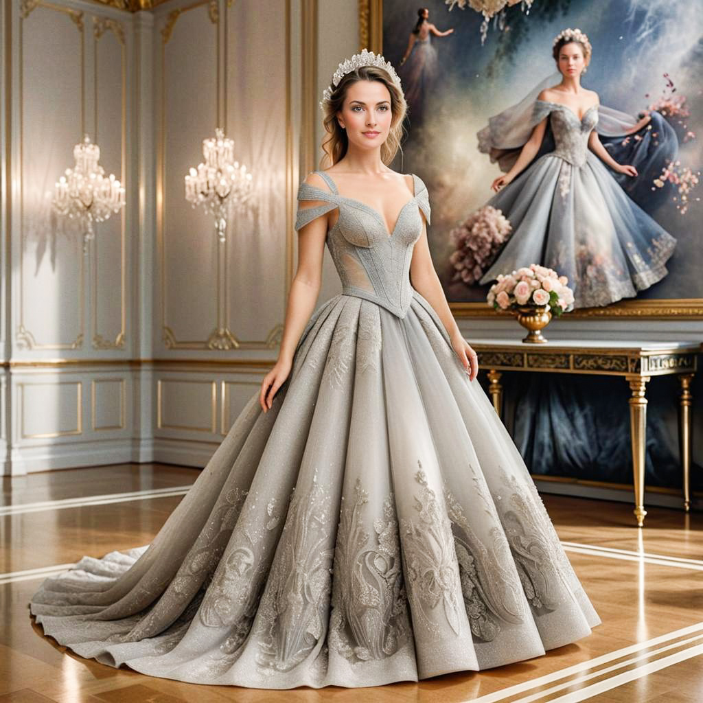 Elegant Woman in Luxurious Gown