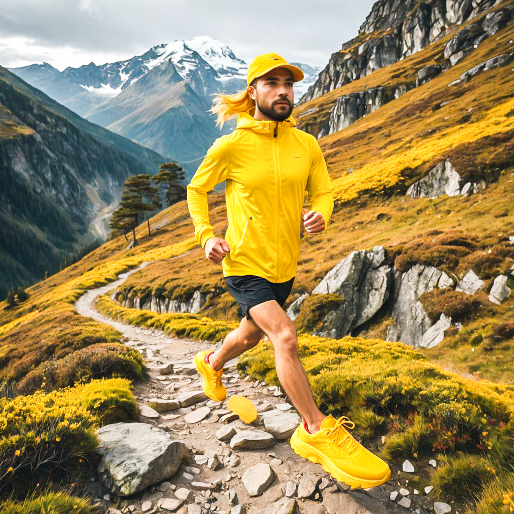 Man Jogging in Mountain Landscape