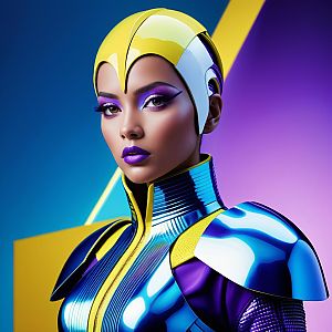 Futuristic Woman in Glossy Armor