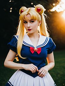 Sexy Usagi Tsukino Sailor Moon Cosplay Woman Character Portrait