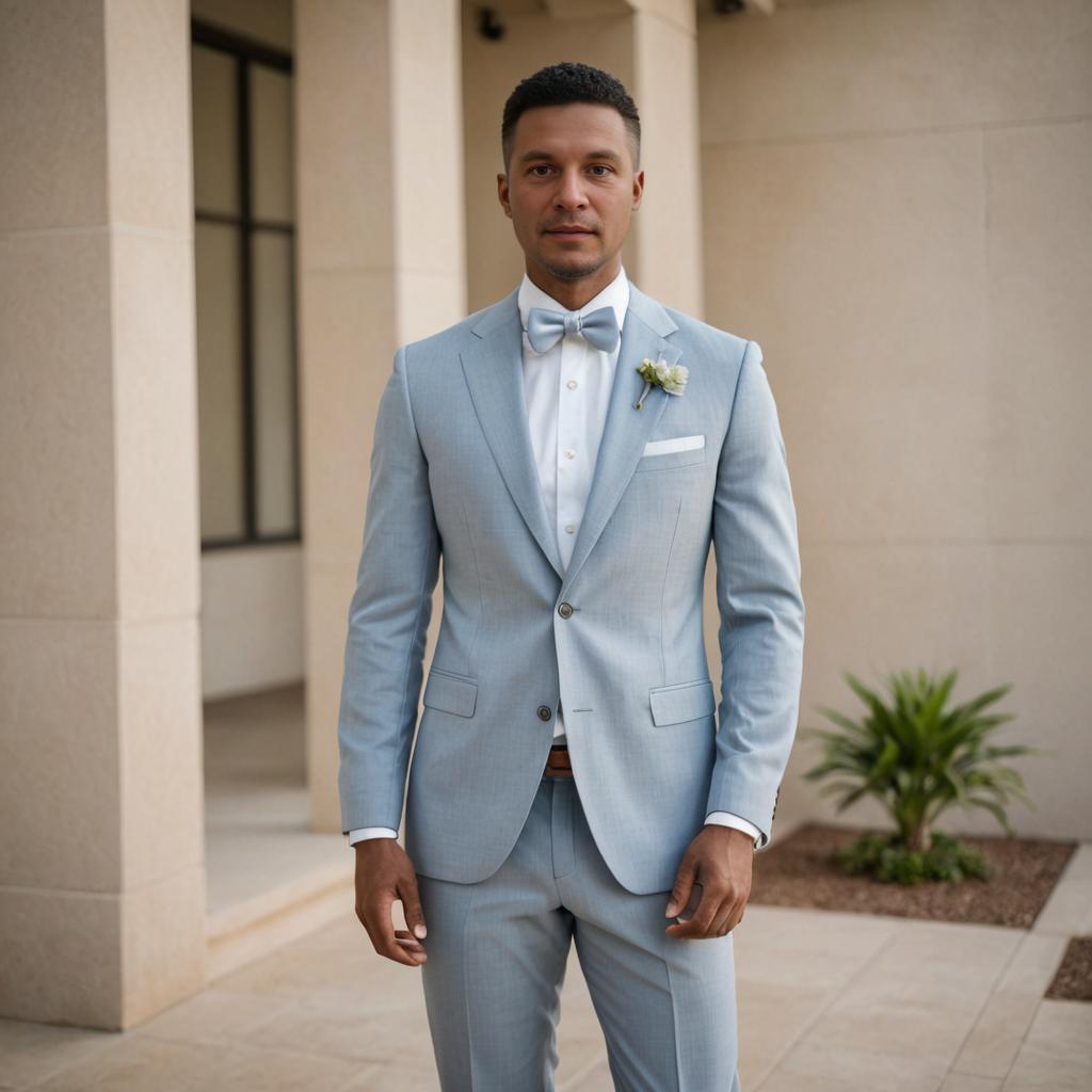 Elegant Man in Light Blue Suit