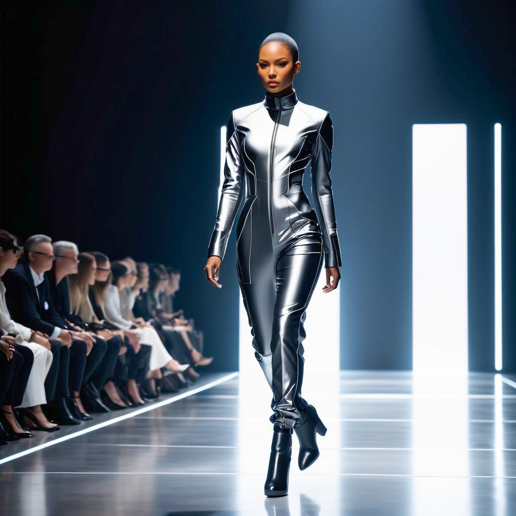 Futuristic Silver Outfit on Runway