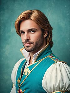 Photorealistic Portrait of Man in Prince Adam Fairy Tale Costume