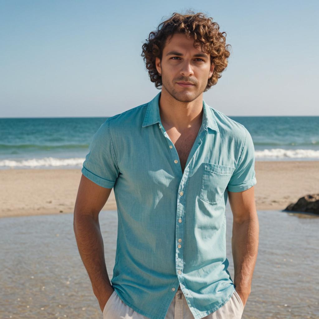 Confident Man on Sunny Beach