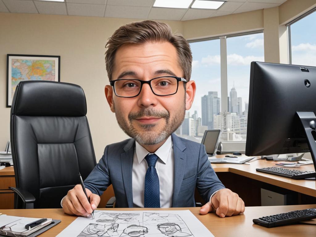 Whimsical Professional Man at Desk