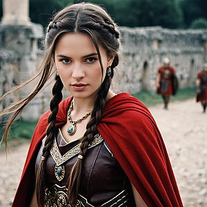 Warrior Woman in Ancient Ruins