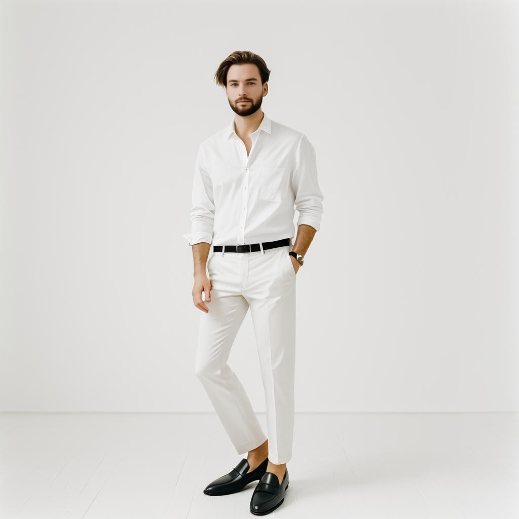 Stylish Man in White Outfit