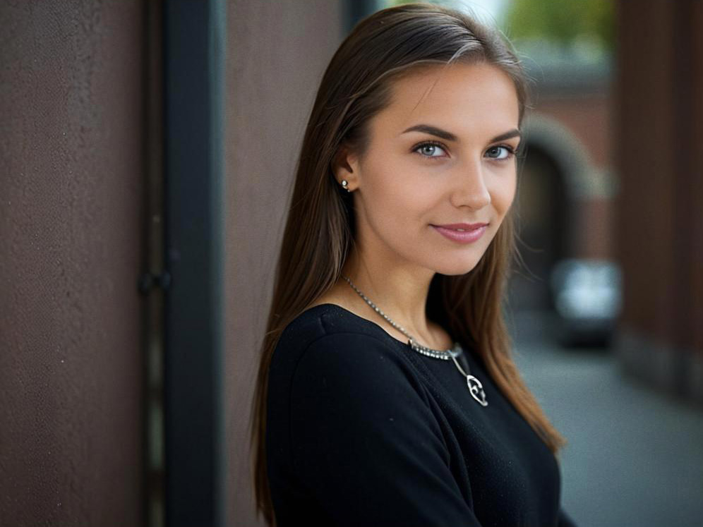 Smiling Young Woman in Urban Setting