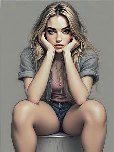 Young Woman Portrait with Blonde Hair
