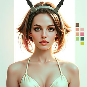 Young Woman Portrait with Green Eyes