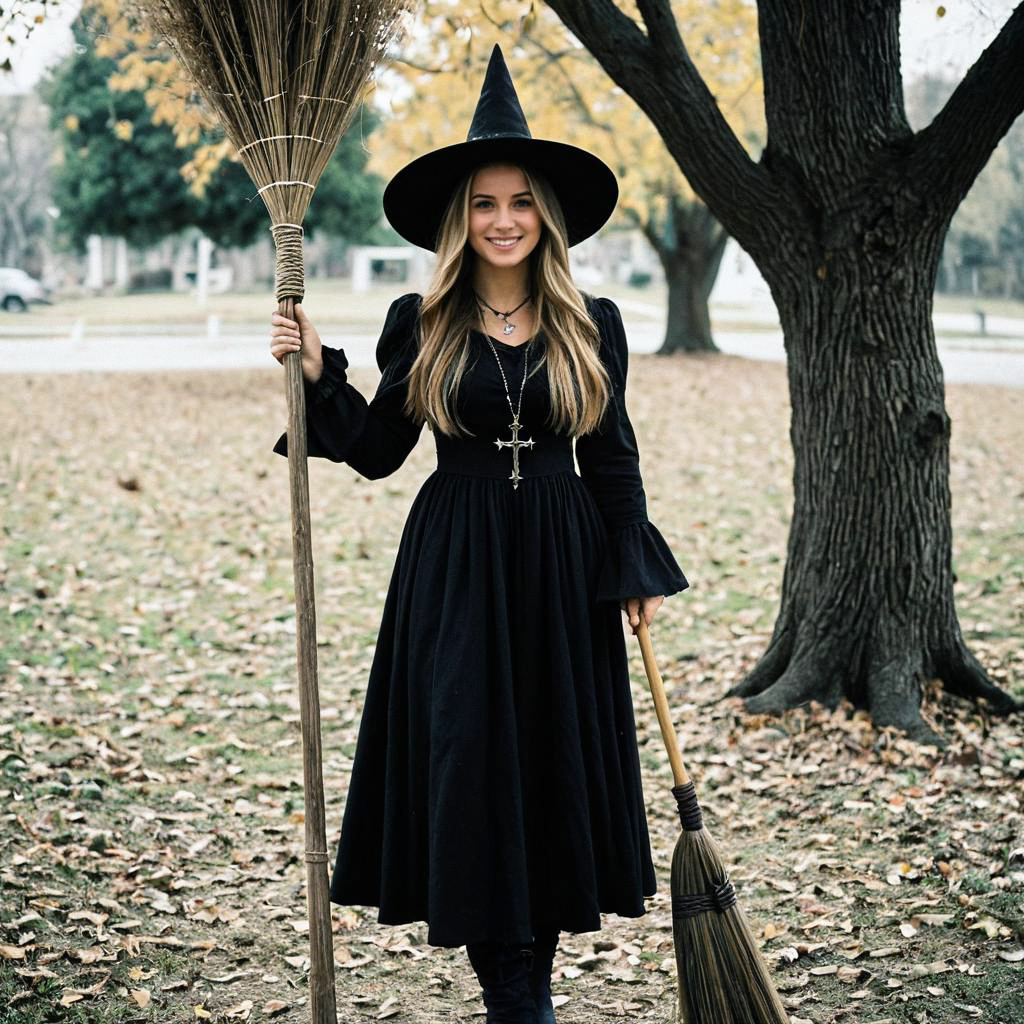 Vintage Witch in Fall Setting Vintage Witch in Fall Setting