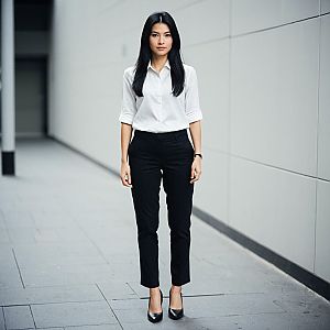 Confident Woman in Business Attire Outdoors