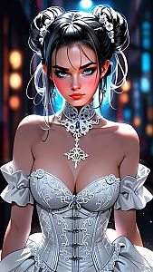 Fantasy Cyberpunk Woman with Blue Eyes