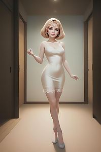 Confident Woman in White Lace Dress