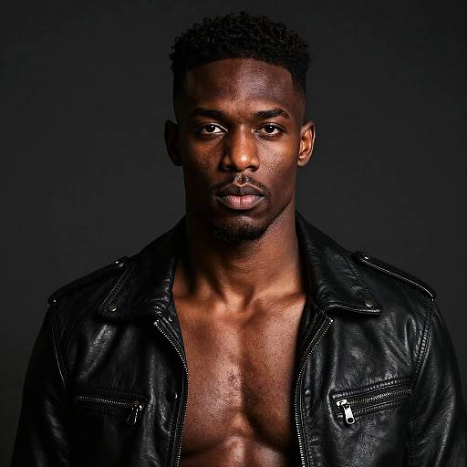 Confident Young Man Wearing Leather Jacket Portrait