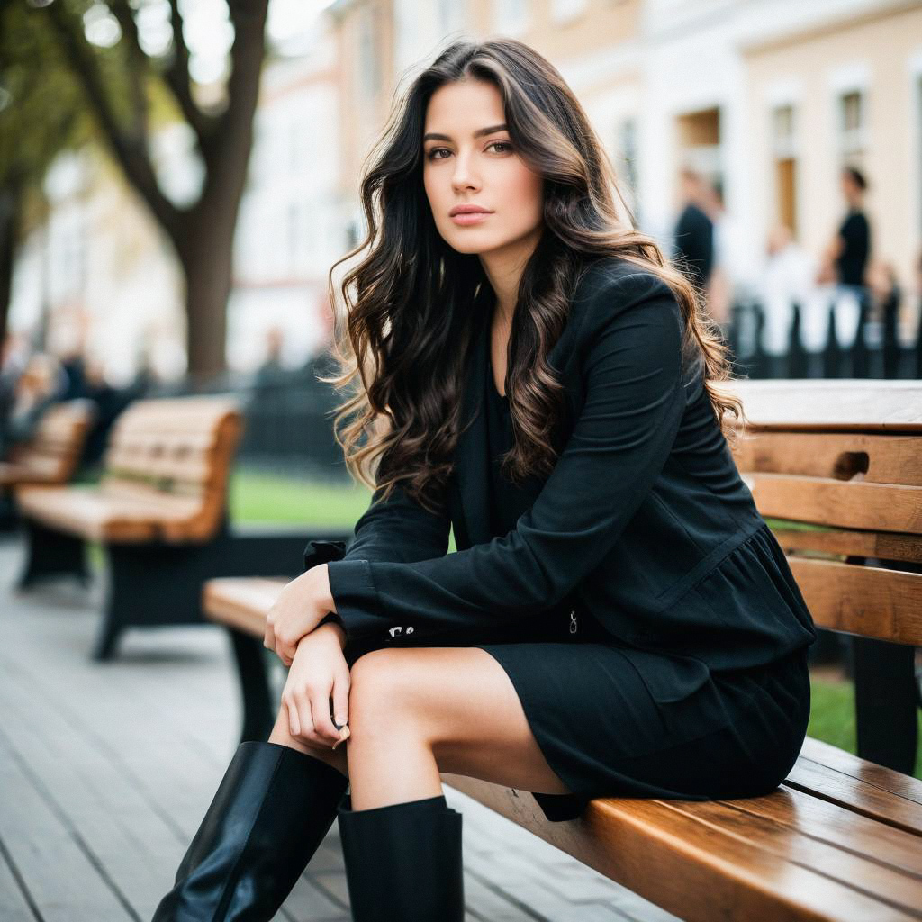 Stylish woman in urban park