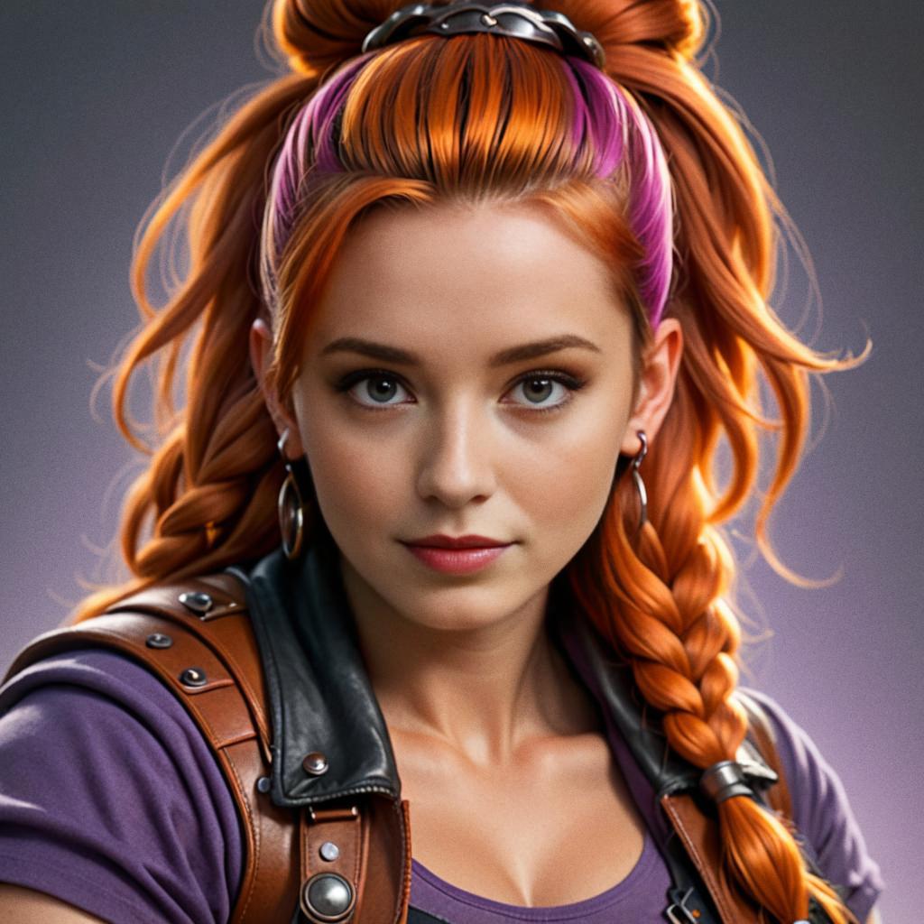 Confident Young Woman with Orange Braided Hair