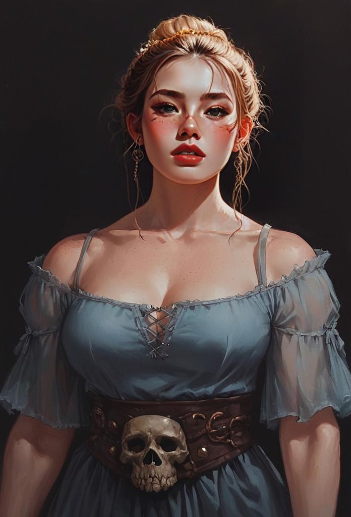 Fantasy Portrait of Woman in Blue Dress
