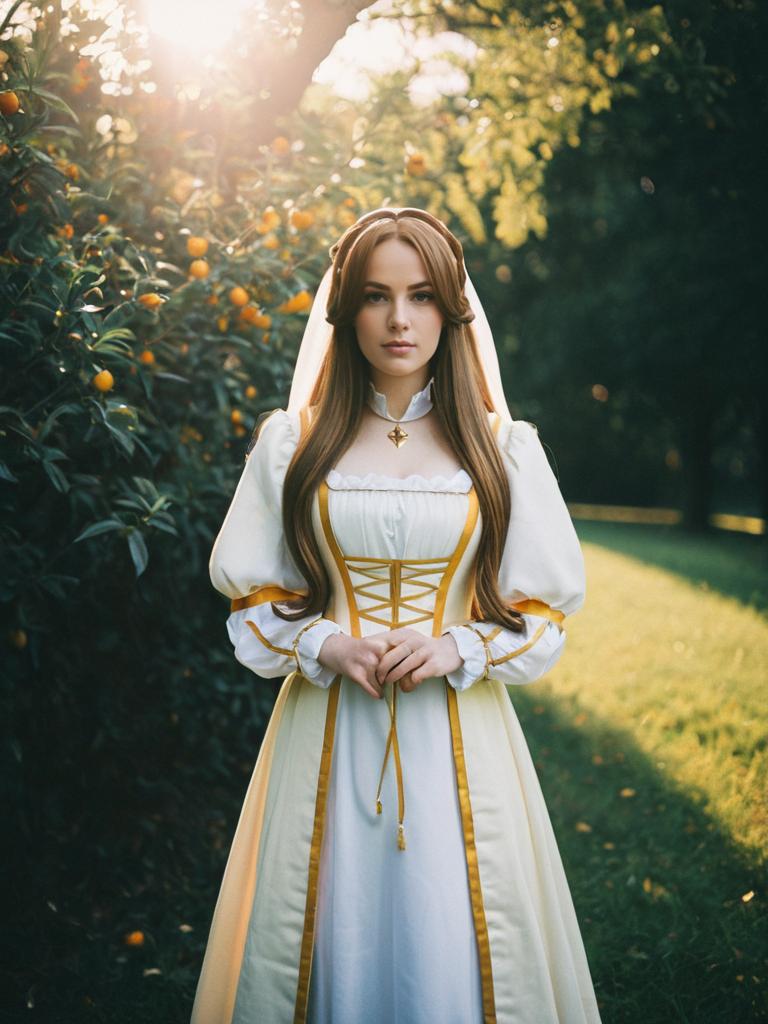 Elegant Nunnally Lamperouge Cosplay Dress Woman in Garden