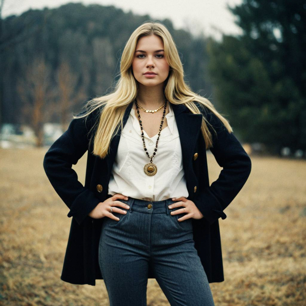 Confident Blonde Woman in Stylish Outfit Outdoors Confident Blonde Woman in Stylish Outfit Outdoors