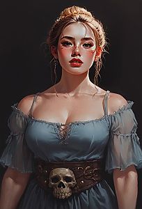 Fantasy Portrait of Woman in Blue Dress