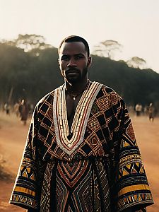 Man in African Outfit with Cinematic Realism and Cultural Elegance