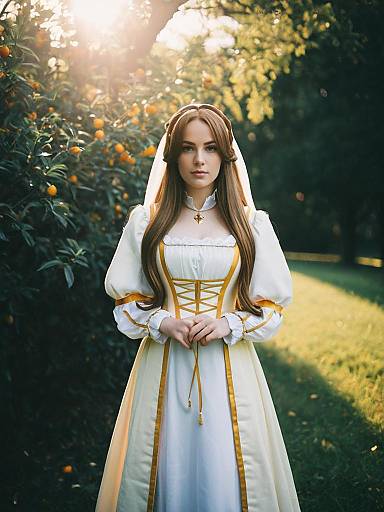 Elegant Nunnally Lamperouge Cosplay Dress Woman in Garden