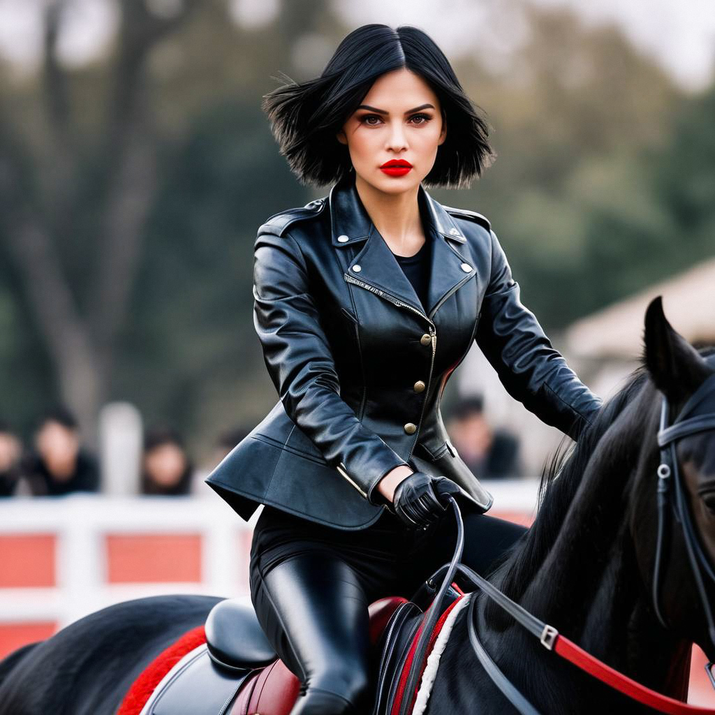 Confident Woman on Black Horse Confident Woman on Black Horse