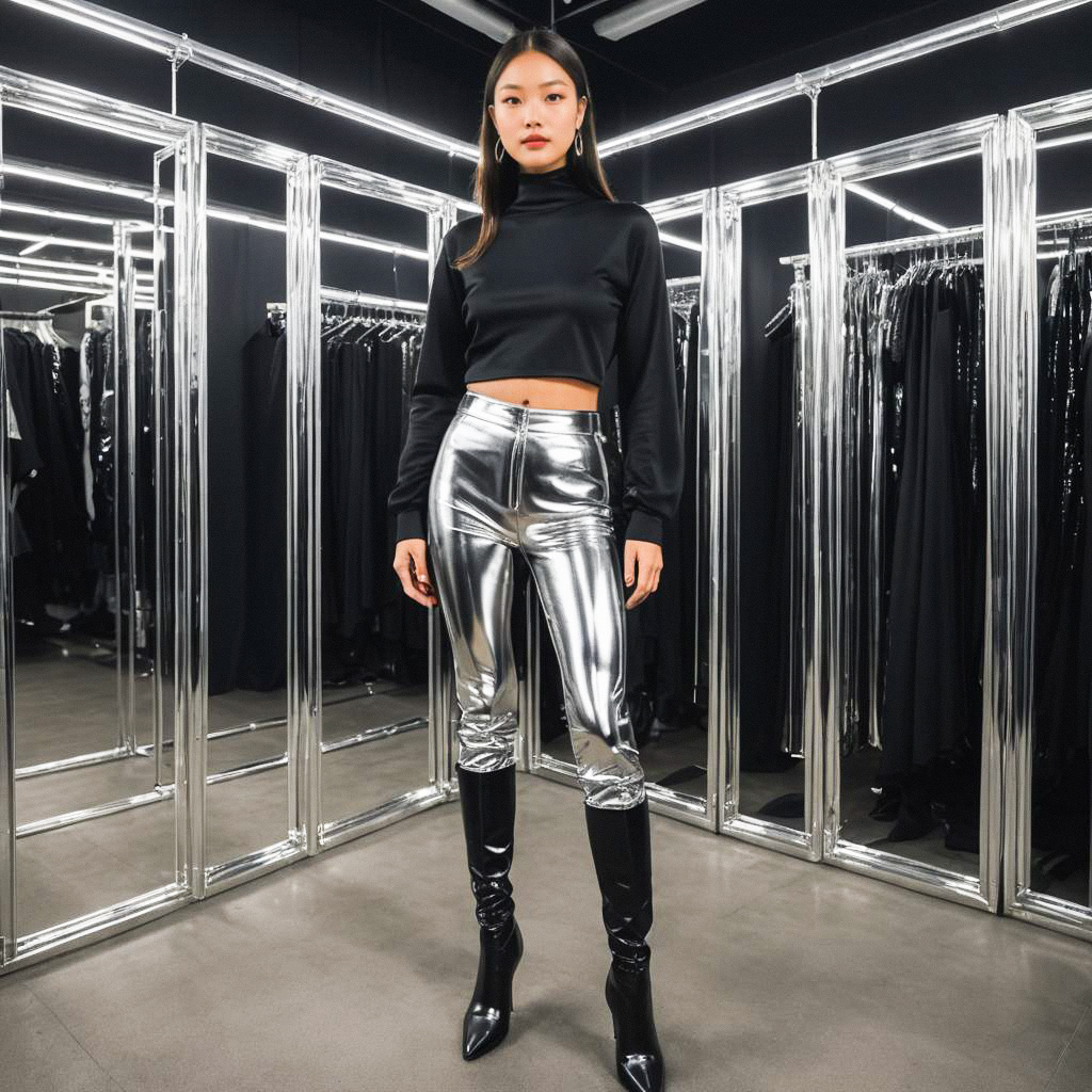 Stylish Woman in Futuristic Fashion