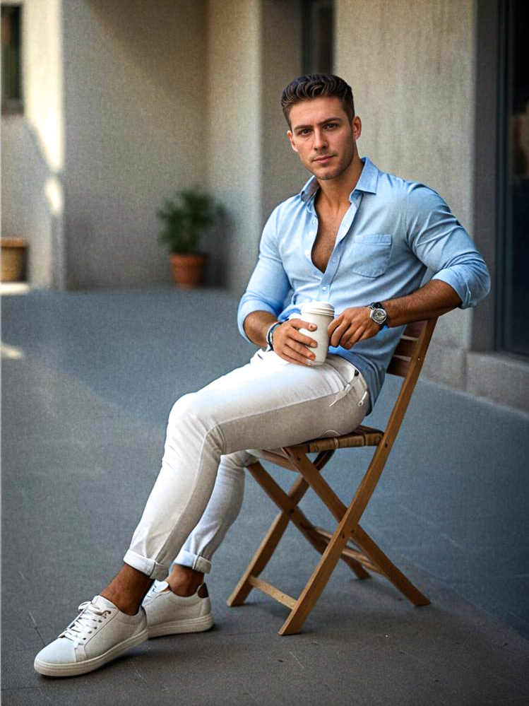 Stylish Young Man Enjoying Coffee Outdoors