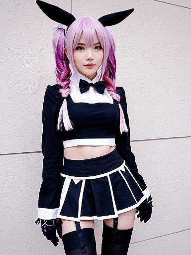 Astolfo Saber Fate Cosplay Woman in Black Bunny Maid Outfit