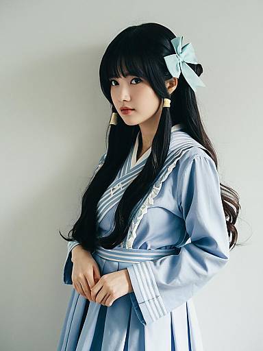 Realistic Yukako Yamagishi Cosplay Woman in Blue Costume