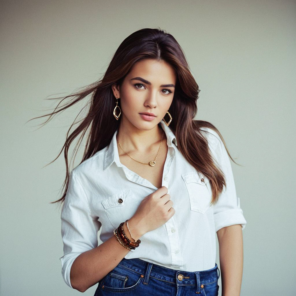 Confident young woman in casual outfit