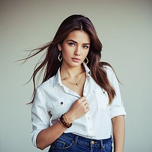 Confident young woman in casual outfit