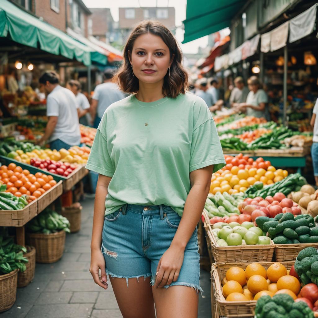 Confident Young Woman in Lively Market