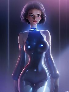 Futuristic Woman in Metallic Bodysuit