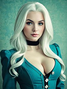 Realistic Mirajane Strauss Cosplay Woman with Platinum Blonde Hair