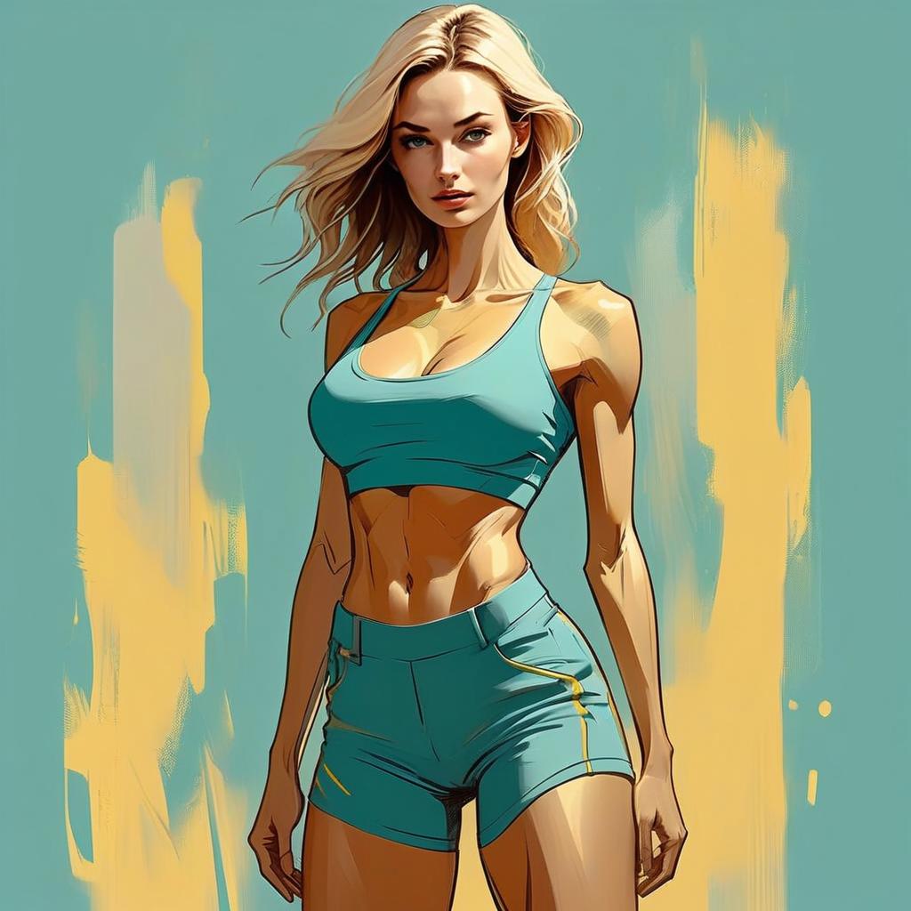 Athletic Woman in Teal Sportswear