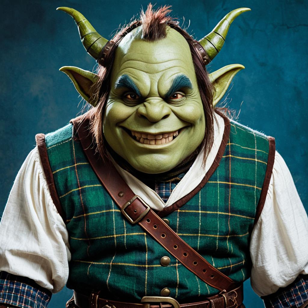 Fantasy Character with Green Skin and Horns