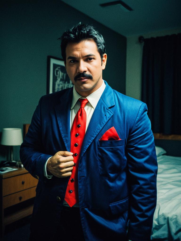 Man in One Night Stand Costume Photorealistic Humorous Cosplay Portrait Man in One Night Stand Costume Photorealistic Humorous Cosplay Portrait