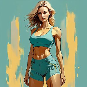 Athletic Woman in Teal Sportswear