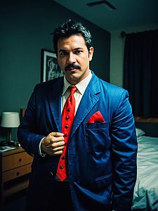 Man in One Night Stand Costume Photorealistic Humorous Cosplay Portrait