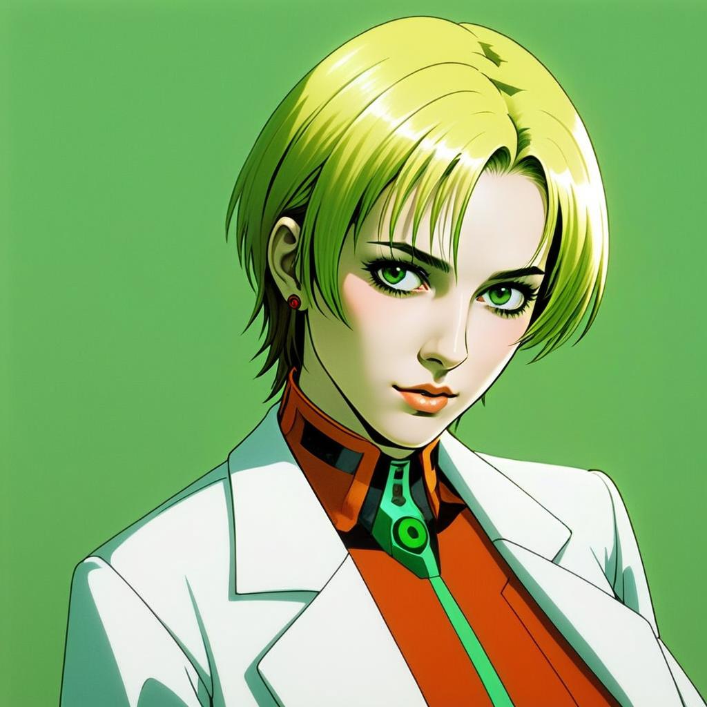 Confident Woman in Futuristic Anime Style Digital Artwork