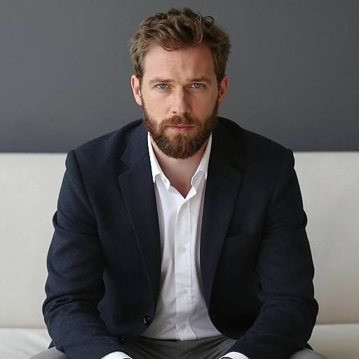 Serious Male Portrait in Business Casual Attire with Beard