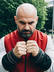 Photorealistic Outdoor Portrait of Man in Knuckles Costume Cosplay